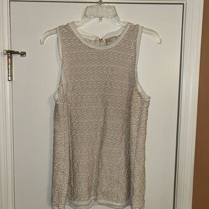 Anthropologie Postmark Textured Beige/White Sleeveless Top Size L